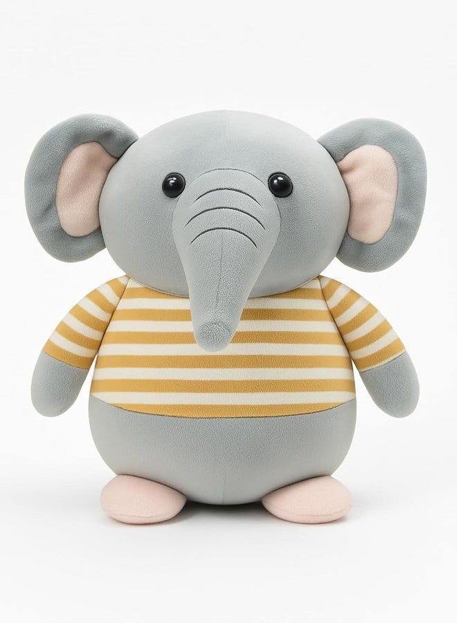 Fun4you Plush Elephant Stuffed Animal Toy with Blue Striped T-Shirt, Soft Toy for Kids, Grey (Yellow) - Image 1